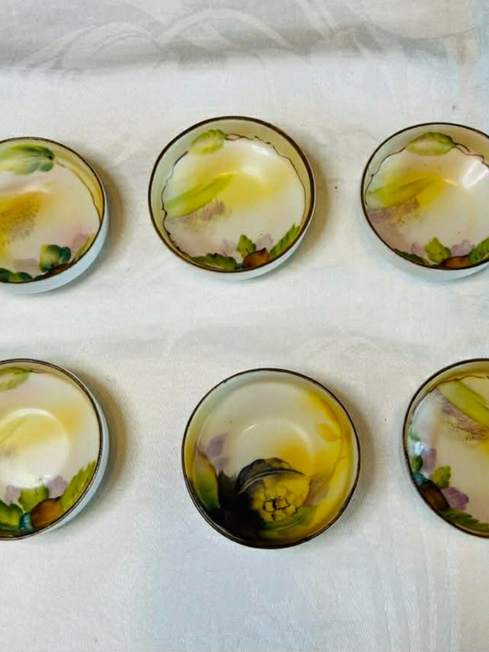 Vtg NORITAKE Porcelain Hand-painted Footed Salt Cellar Nut Dish Japan Set of 6